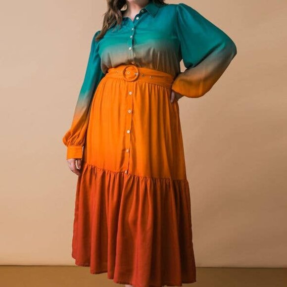 Dresses & Skirts - 140. Plus Size Knitted Ombre Midi Dress